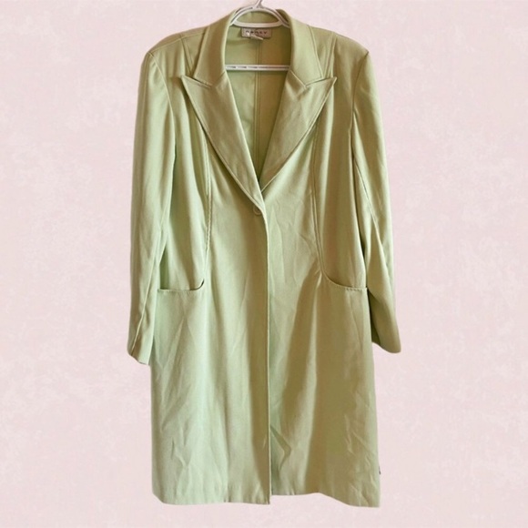 Vintage 90's pastel green long line blazer jacket - Picture 7 of 15